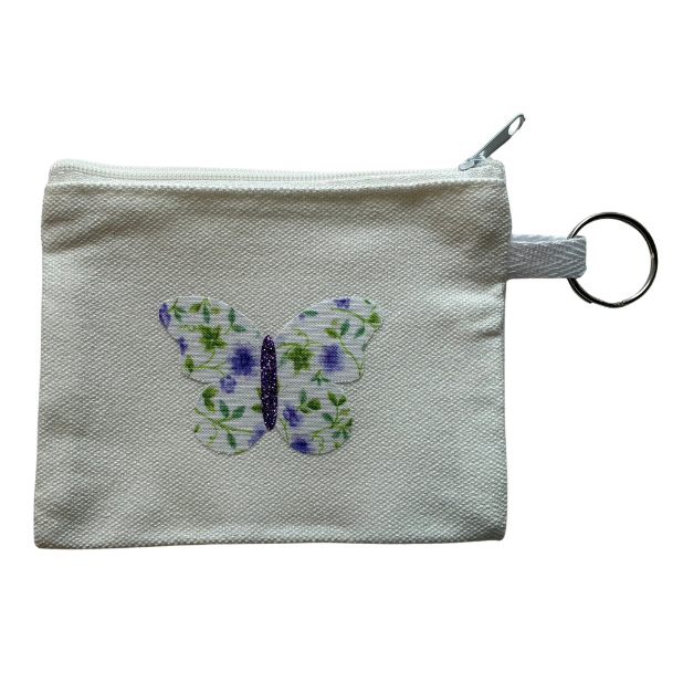 Purple Floral Butterfly Small Zipper Pouch