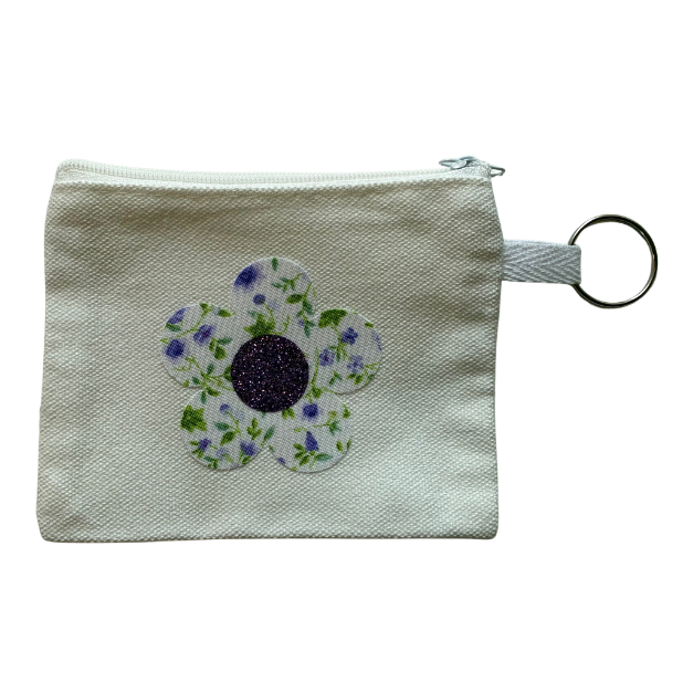 Purple Floral Flower Small Zipper Pouch