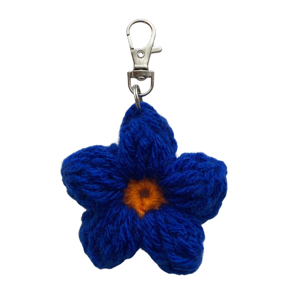 Blue & Orange Flower Keychain