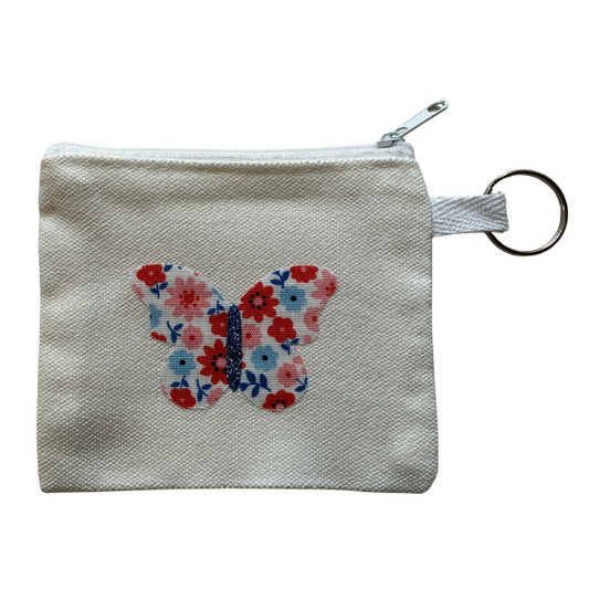 Blue Floral Butterfly Small Zipper Pouch
