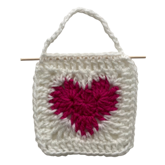 Heart Wall Hanging (Pink on White)