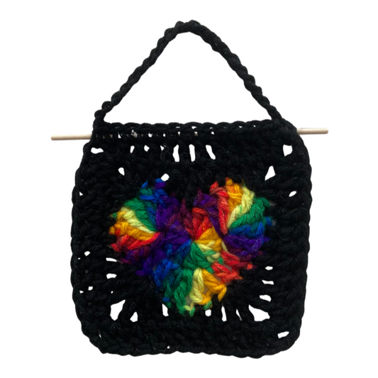 Heart Wall Hanging (Rainbow on Black)