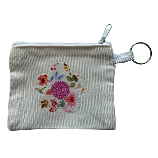 Pink Floral Flower Small Zipper Pouch